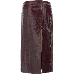 Bordeaux Cowhide Midi Skirt