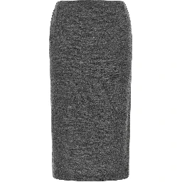 Gray Wool Midi Skirt