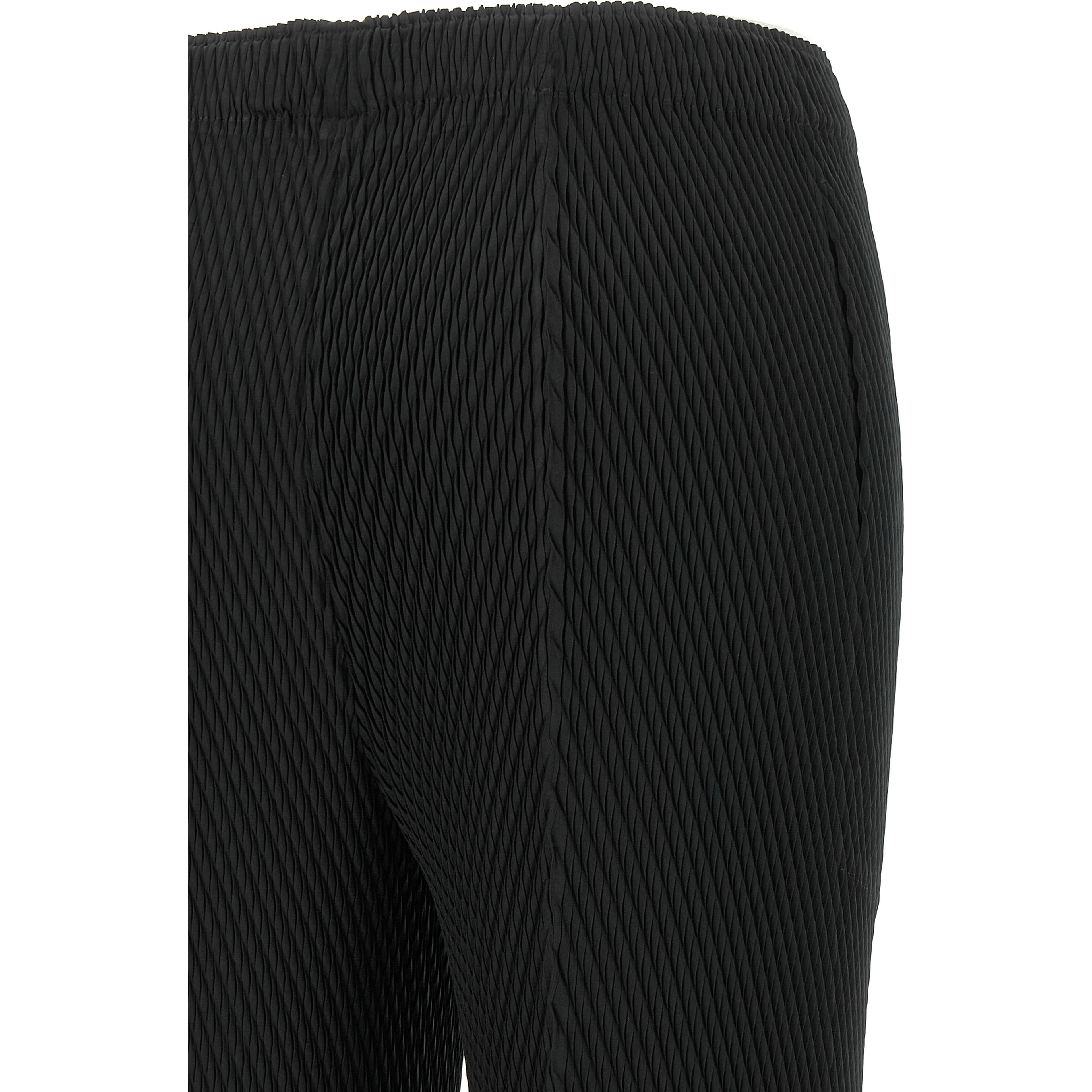 Black Polyester Cropped Pants