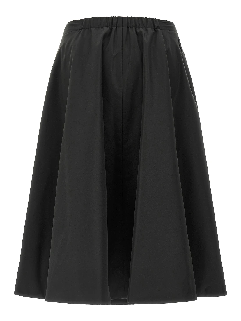 Black Polyester Midi Skirt