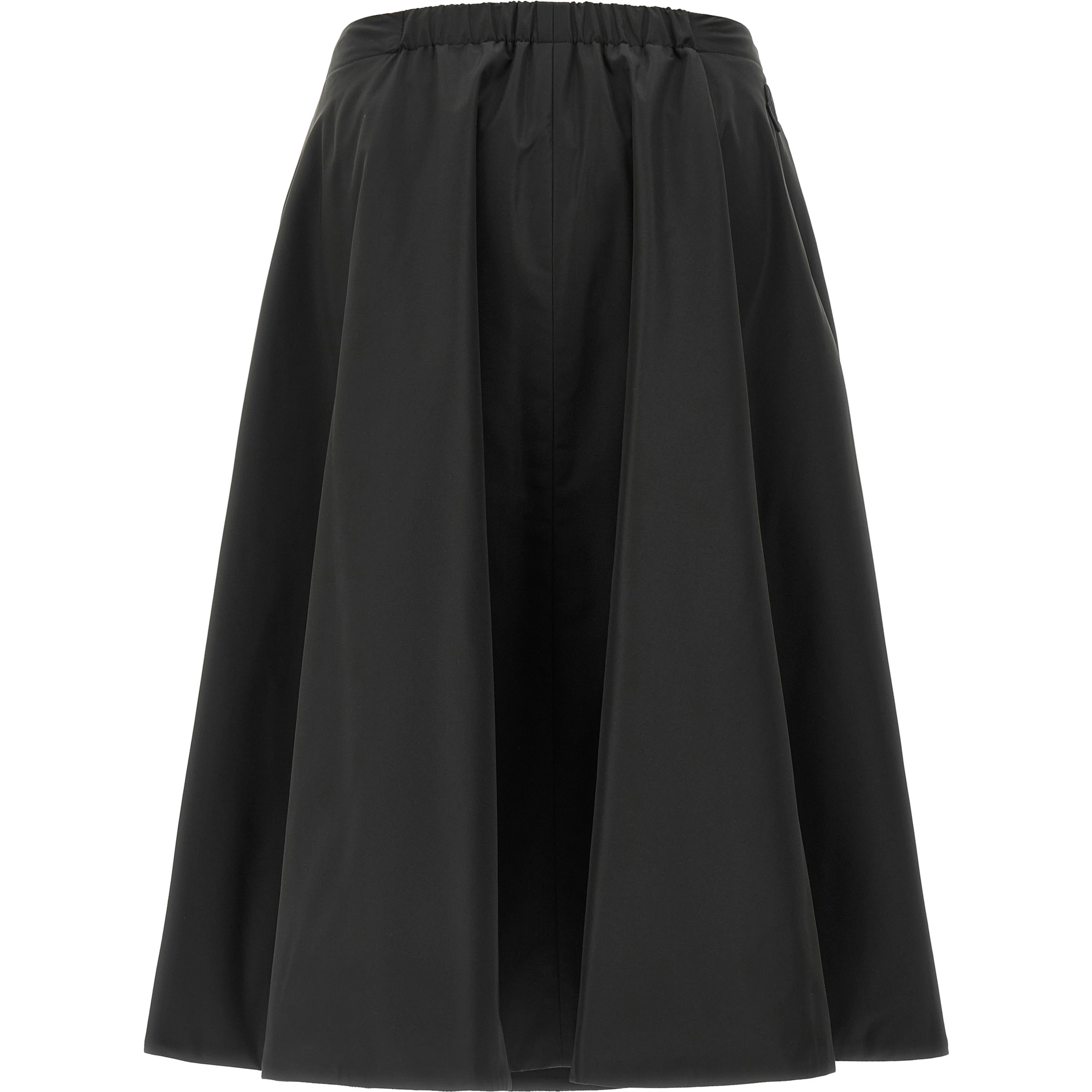 Black Polyester Midi Skirt