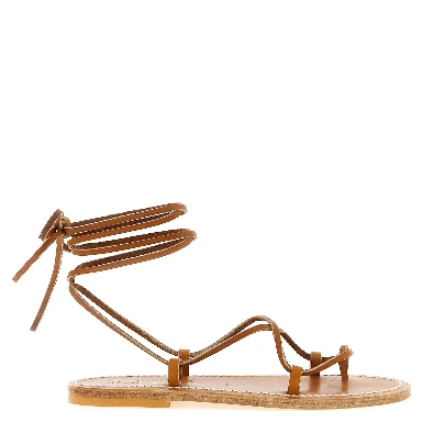 Brown Cowhide Flat Sandals