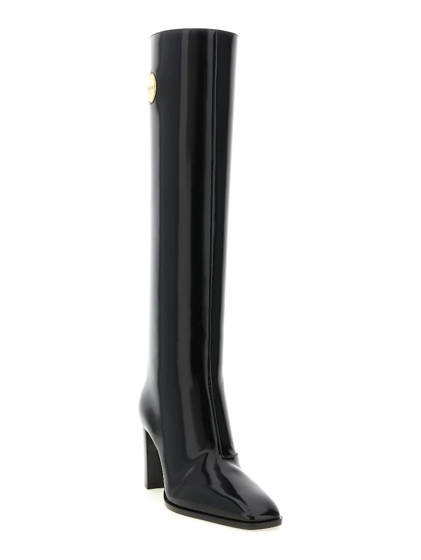 Black Calfskin Over The Knee