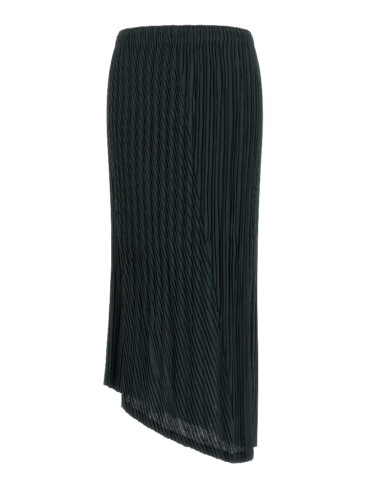 Blue Polyester Midi Skirt