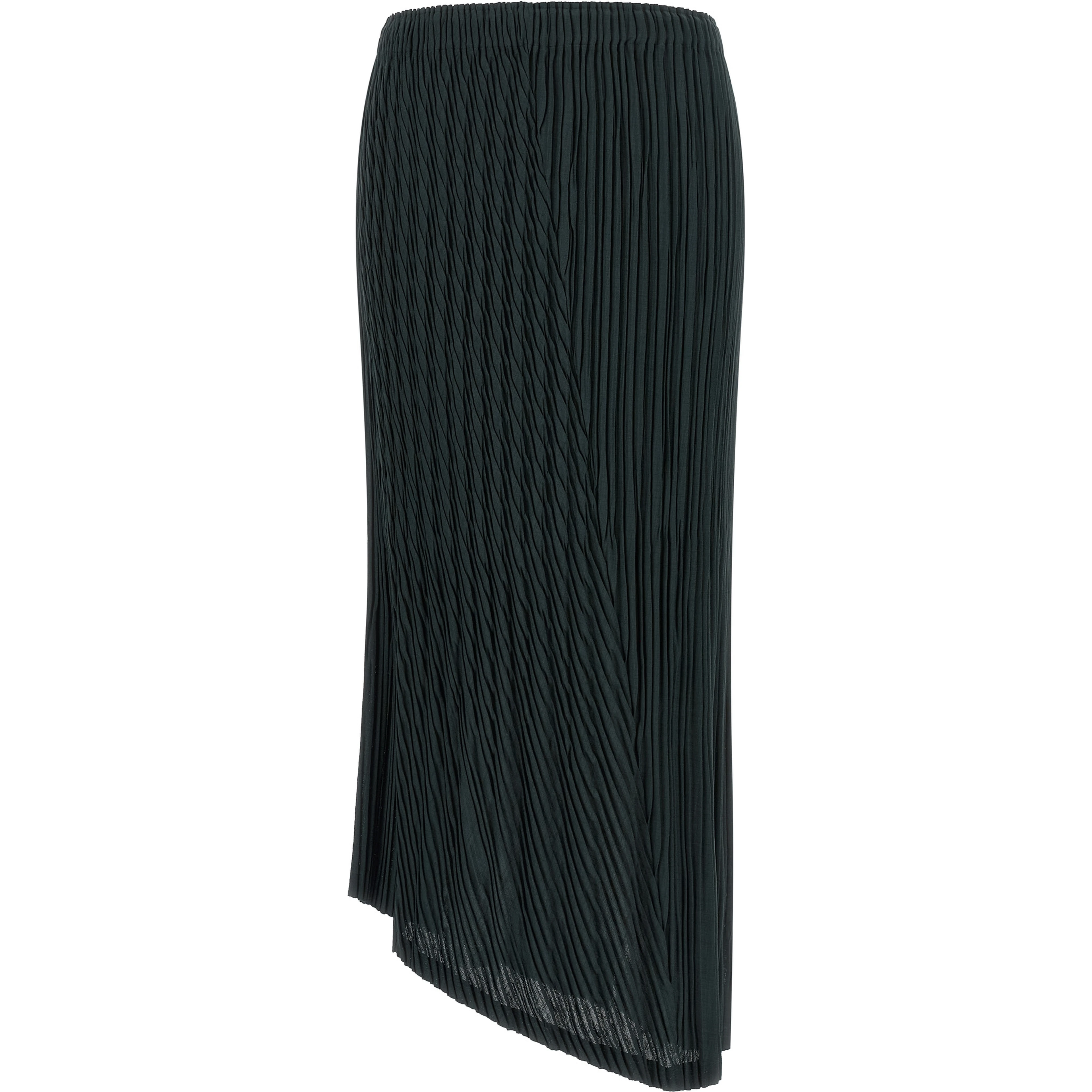 Blue Polyester Midi Skirt