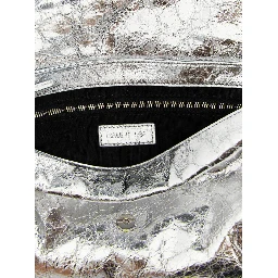 Silver Lamb Leather Clutch Bag