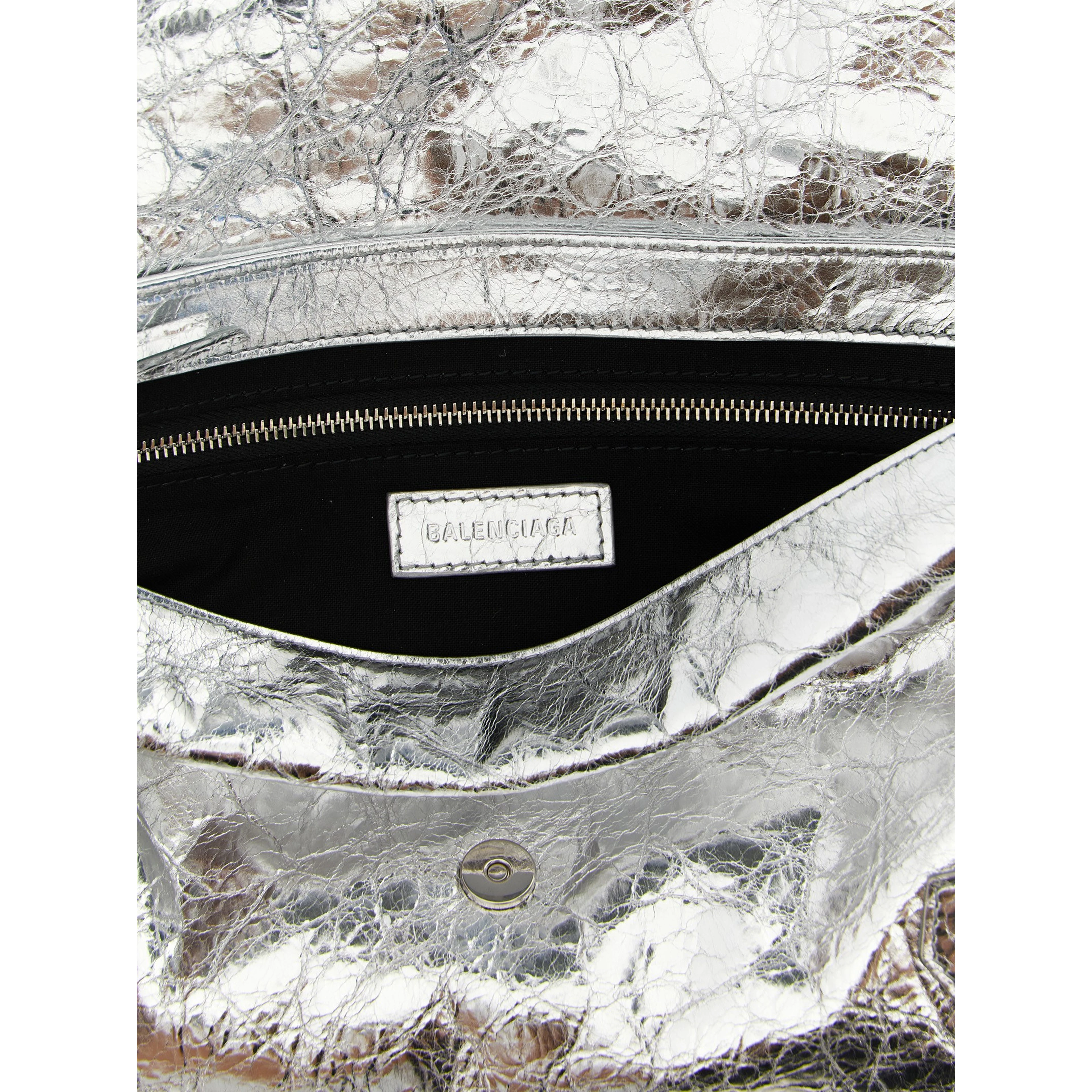 Silver Lamb Leather Clutch Bag