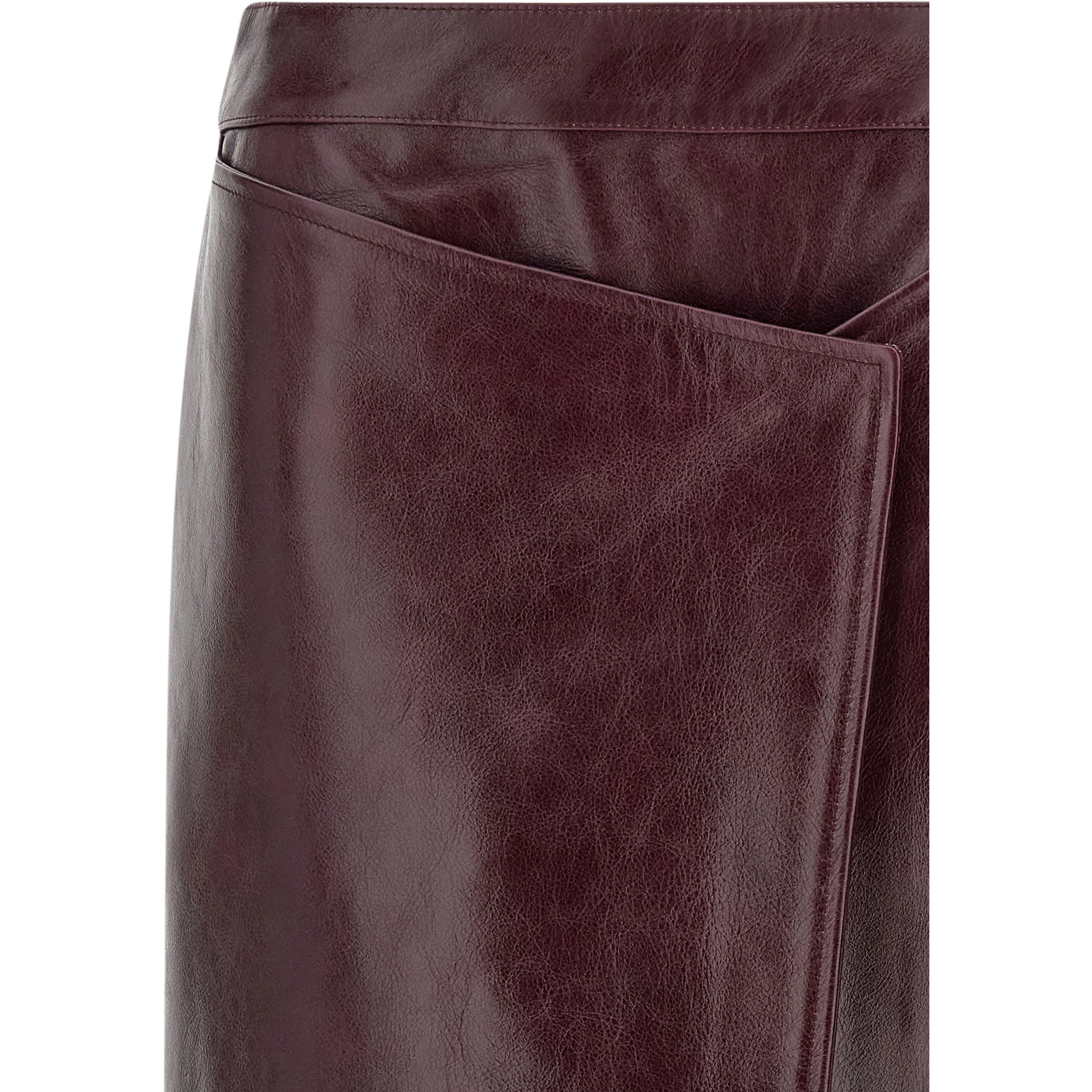 Bordeaux Cowhide Midi Skirt