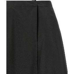 Black Polyester Midi Skirt
