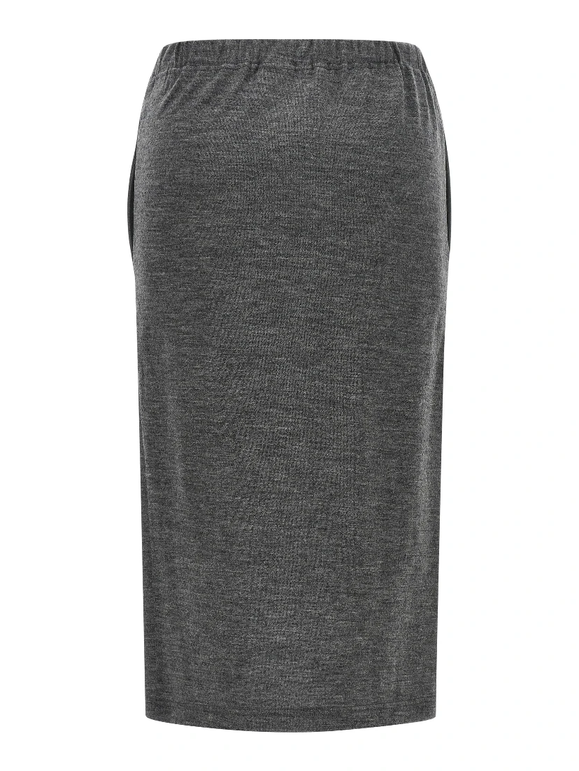 Gray Wool Midi Skirt