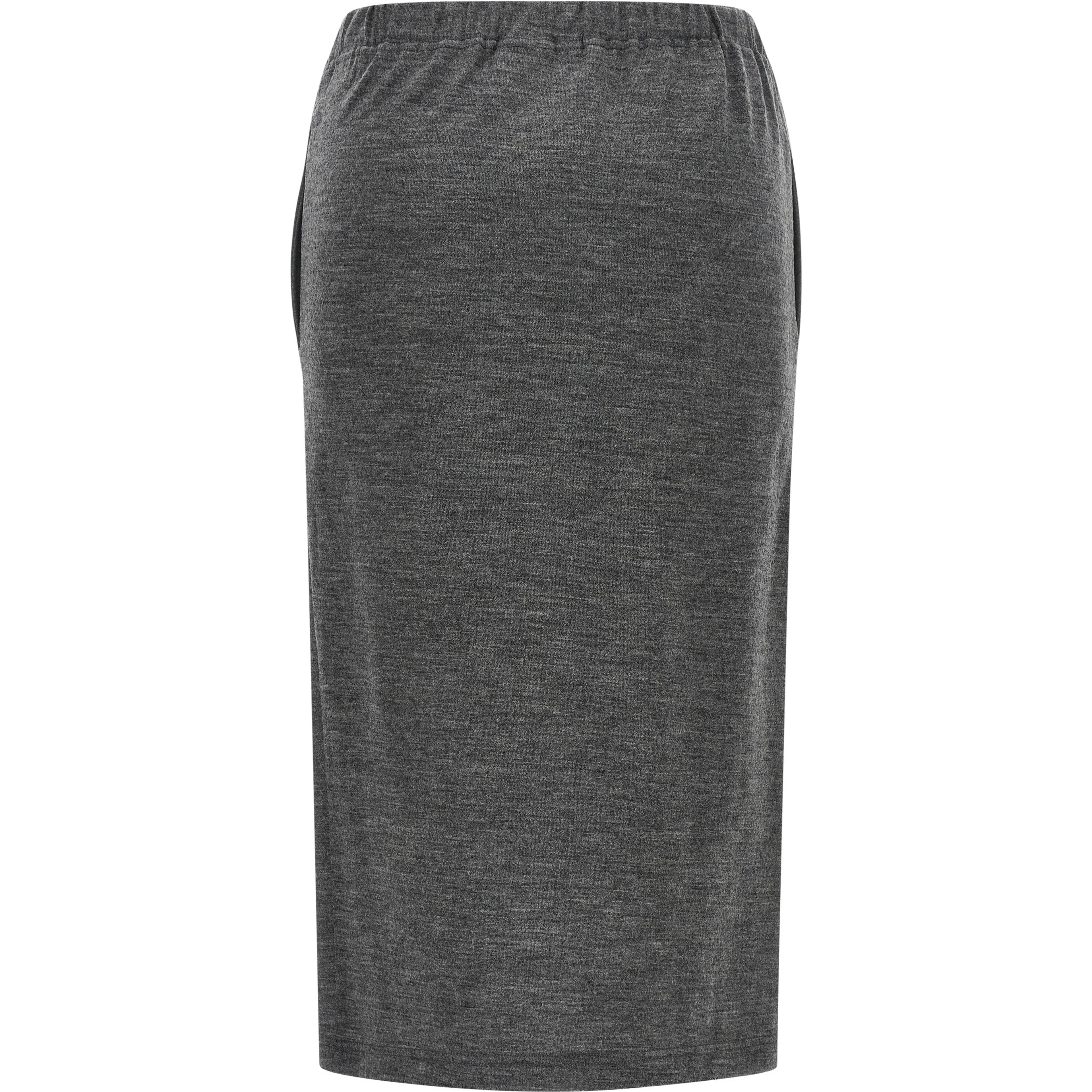 Gray Wool Midi Skirt