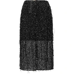 Black Polyester Midi Skirt