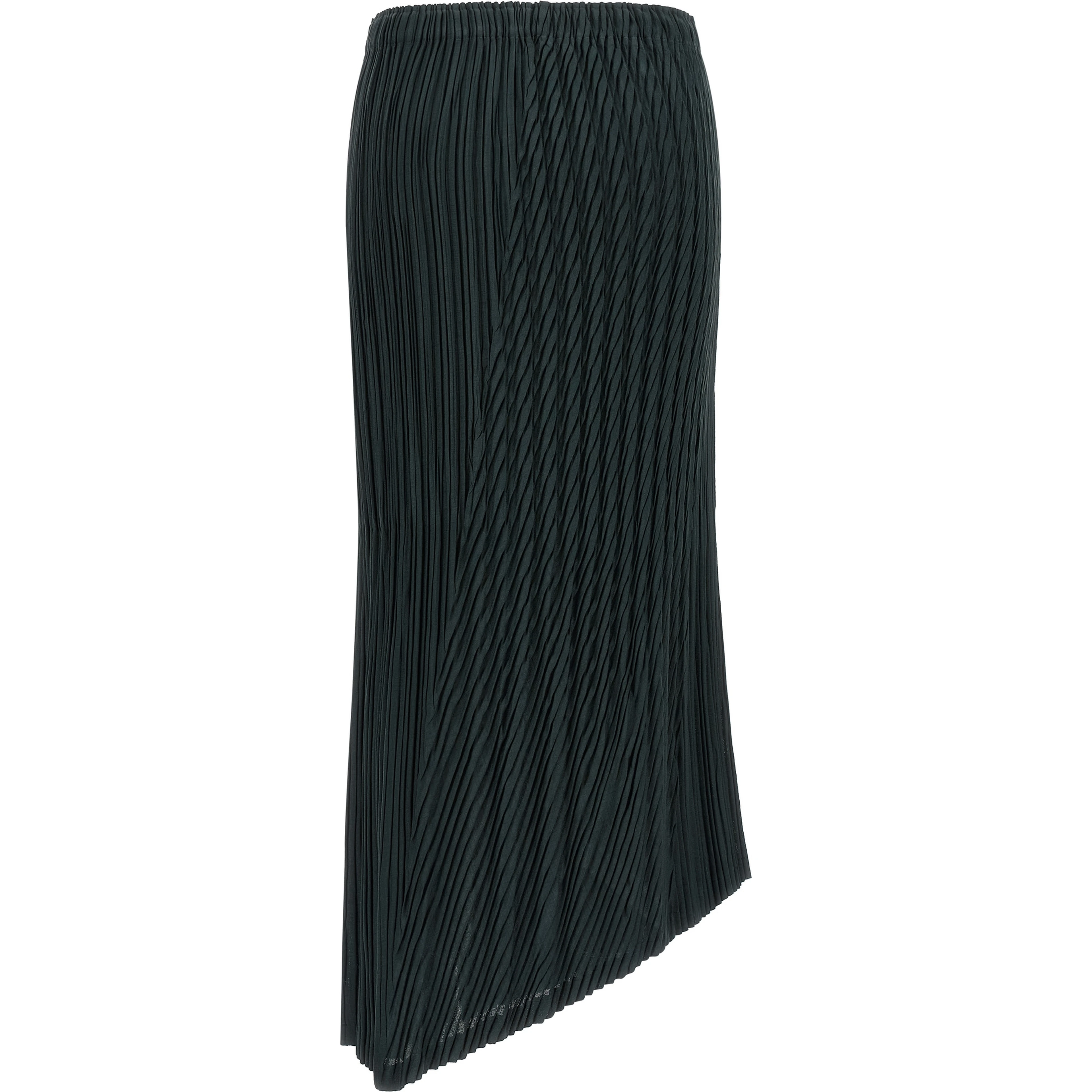 Blue Polyester Midi Skirt