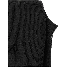 Black Polyester Midi Skirt