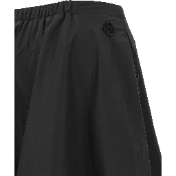 Black Polyester Midi Skirt