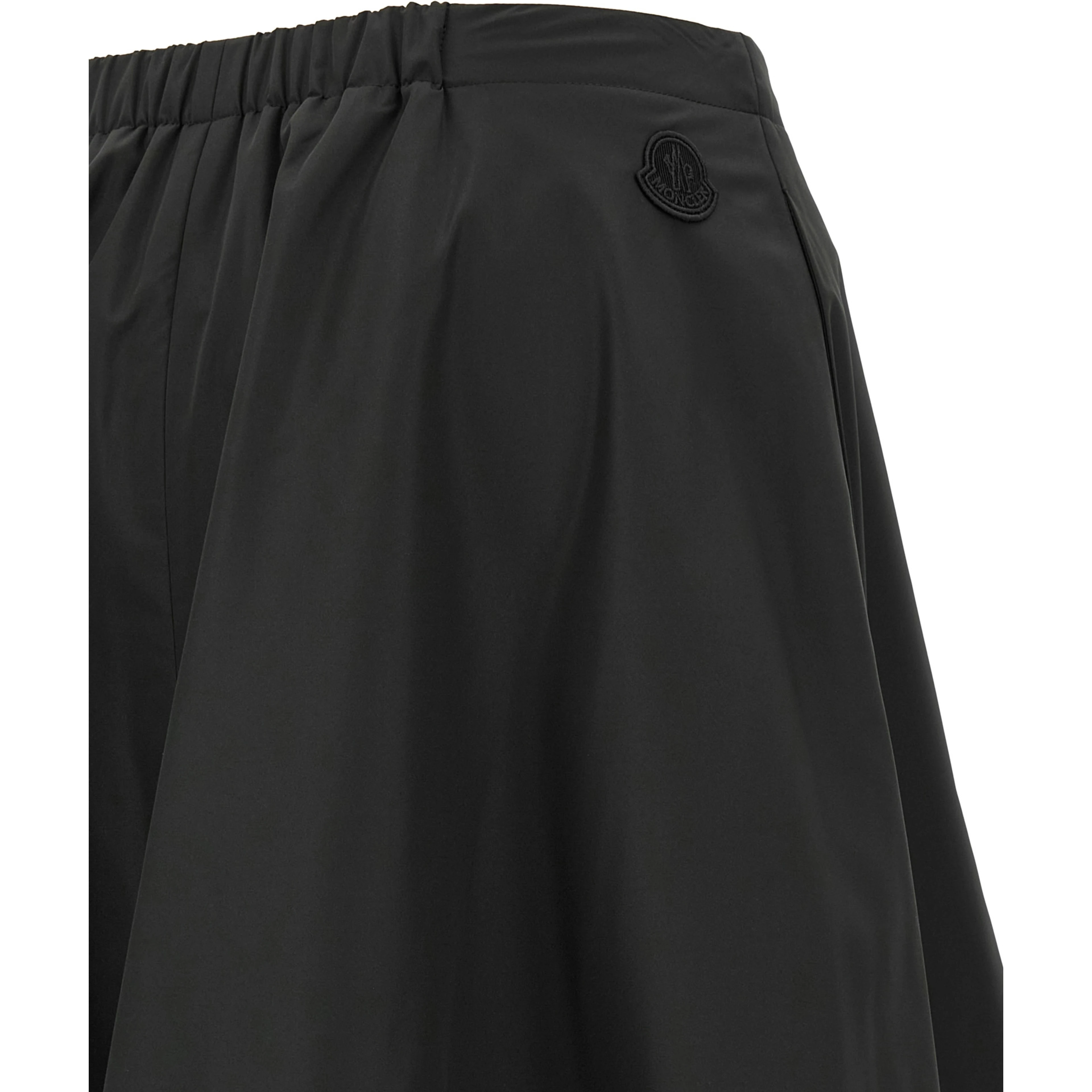 Black Polyester Midi Skirt