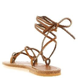Brown Cowhide Flat Sandals