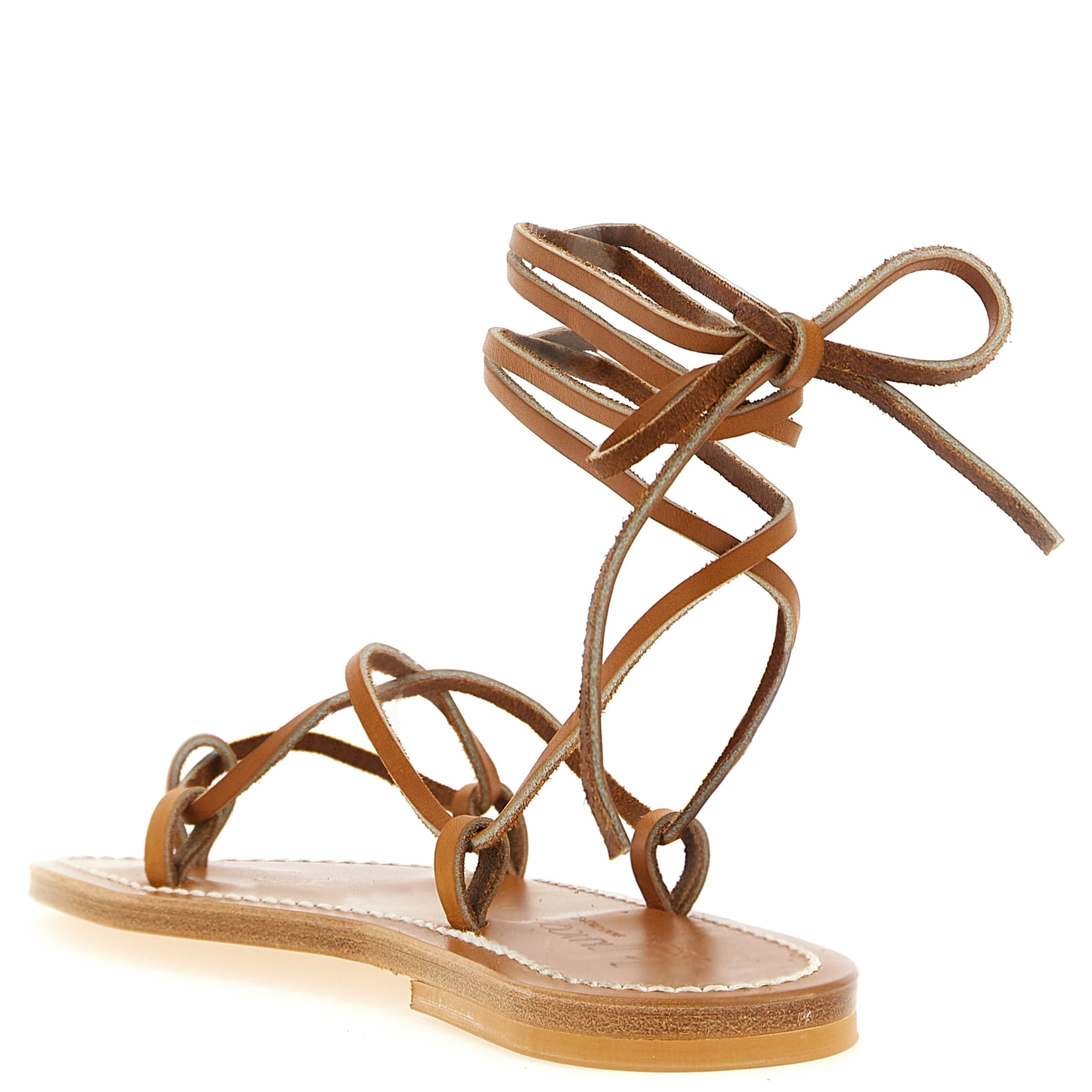Brown Cowhide Flat Sandals