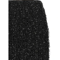 Black Polyester Midi Skirt