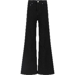 Black Cotton Flared Jeans