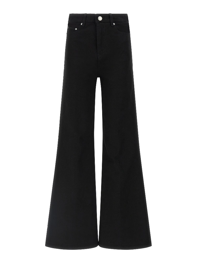 Black Cotton Flared Jeans