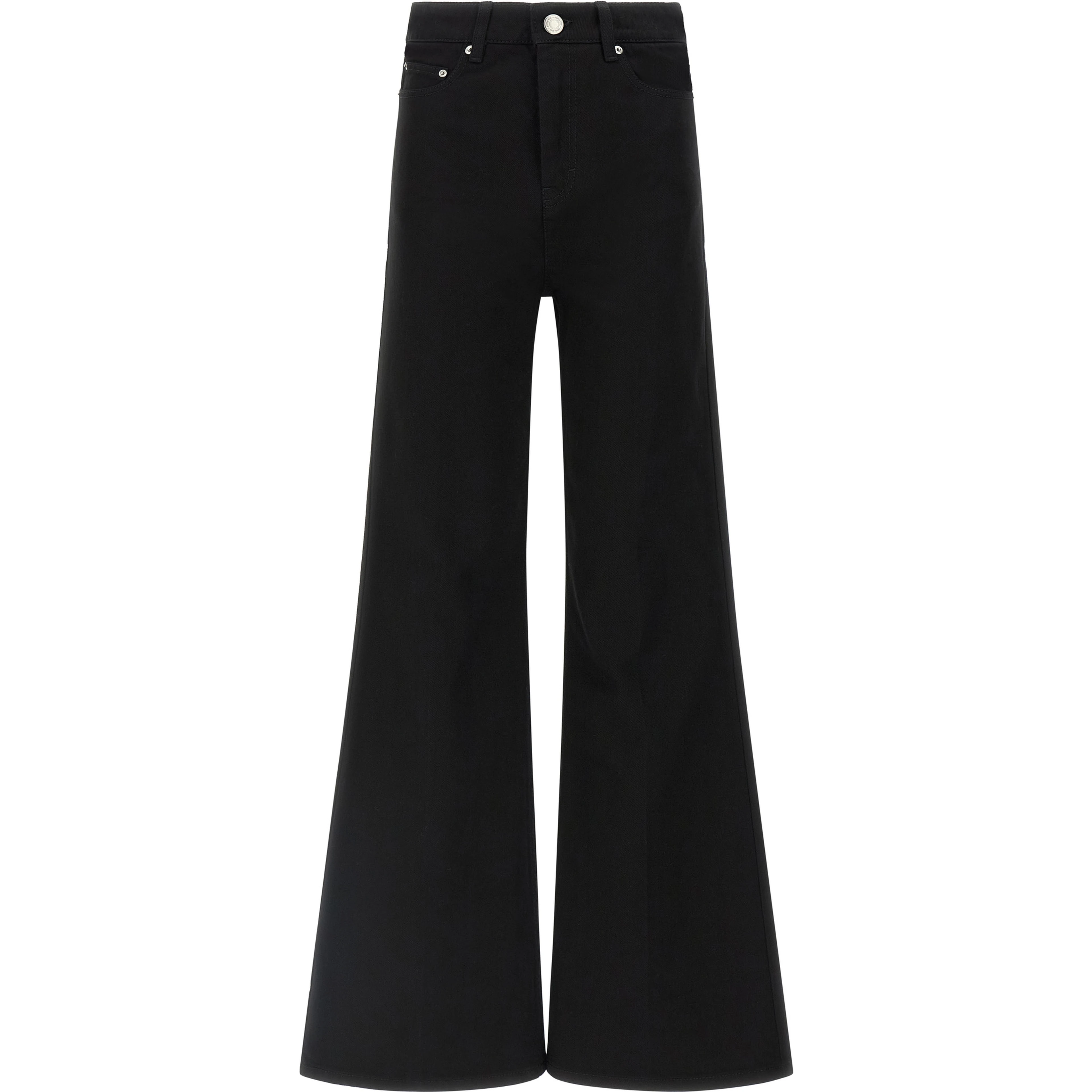 Black Cotton Flared Jeans
