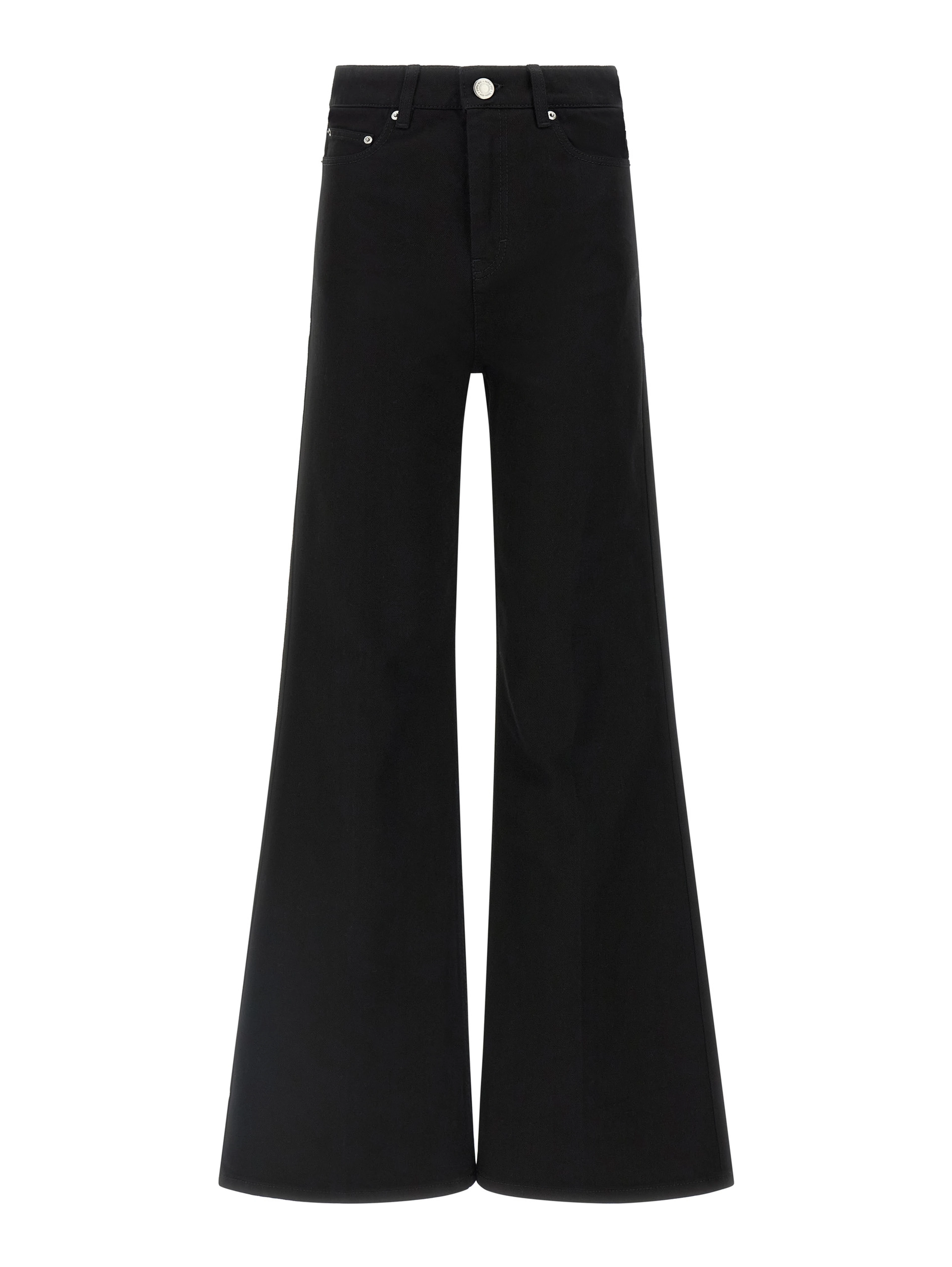 Black Cotton Flared Jeans
