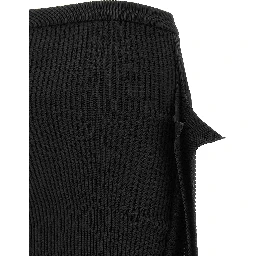 Black Polyester Midi Skirt