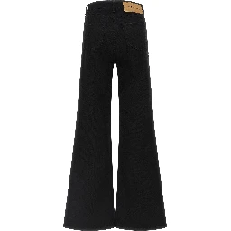 Black Cotton Flared Jeans