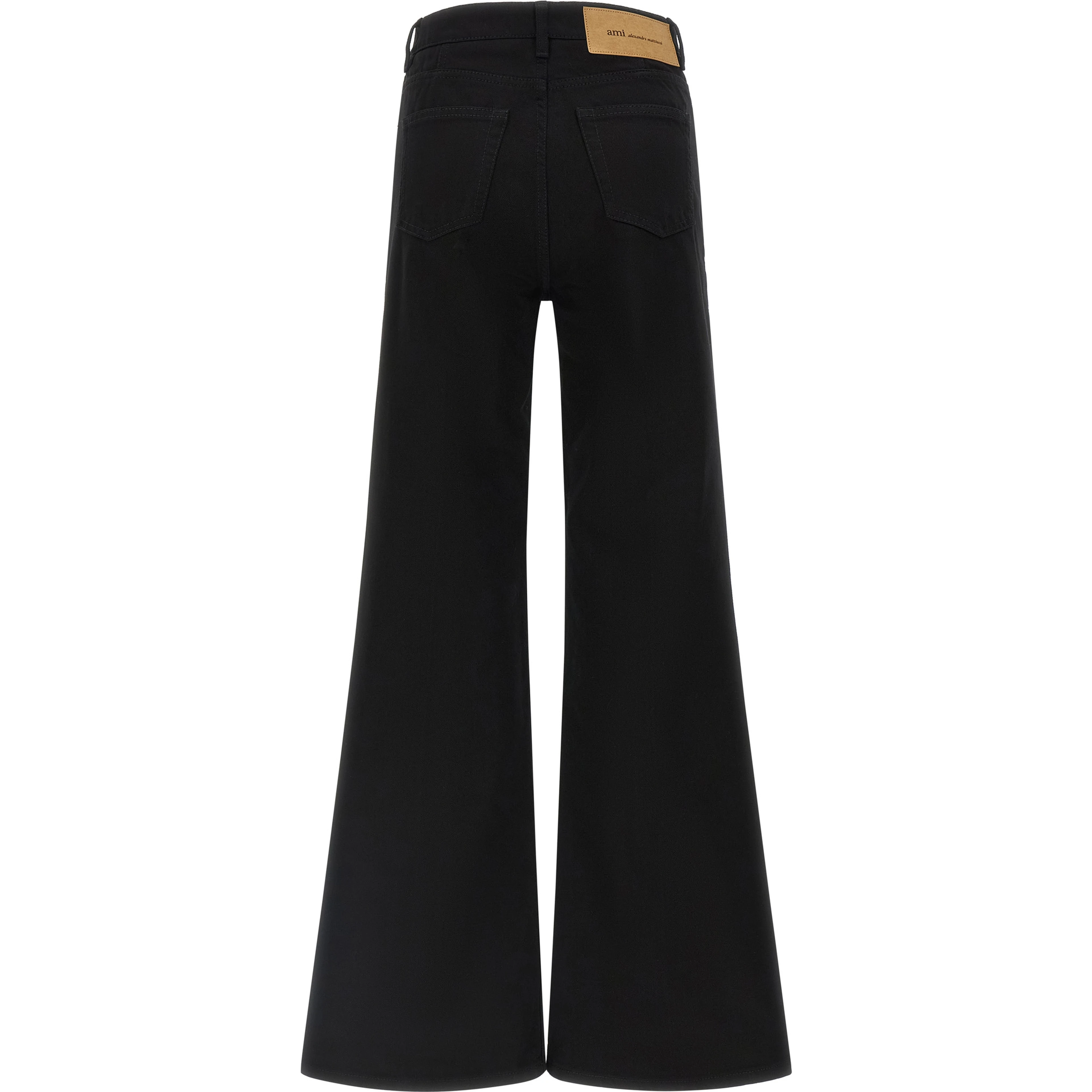 Black Cotton Flared Jeans