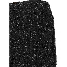 Black Polyester Midi Skirt