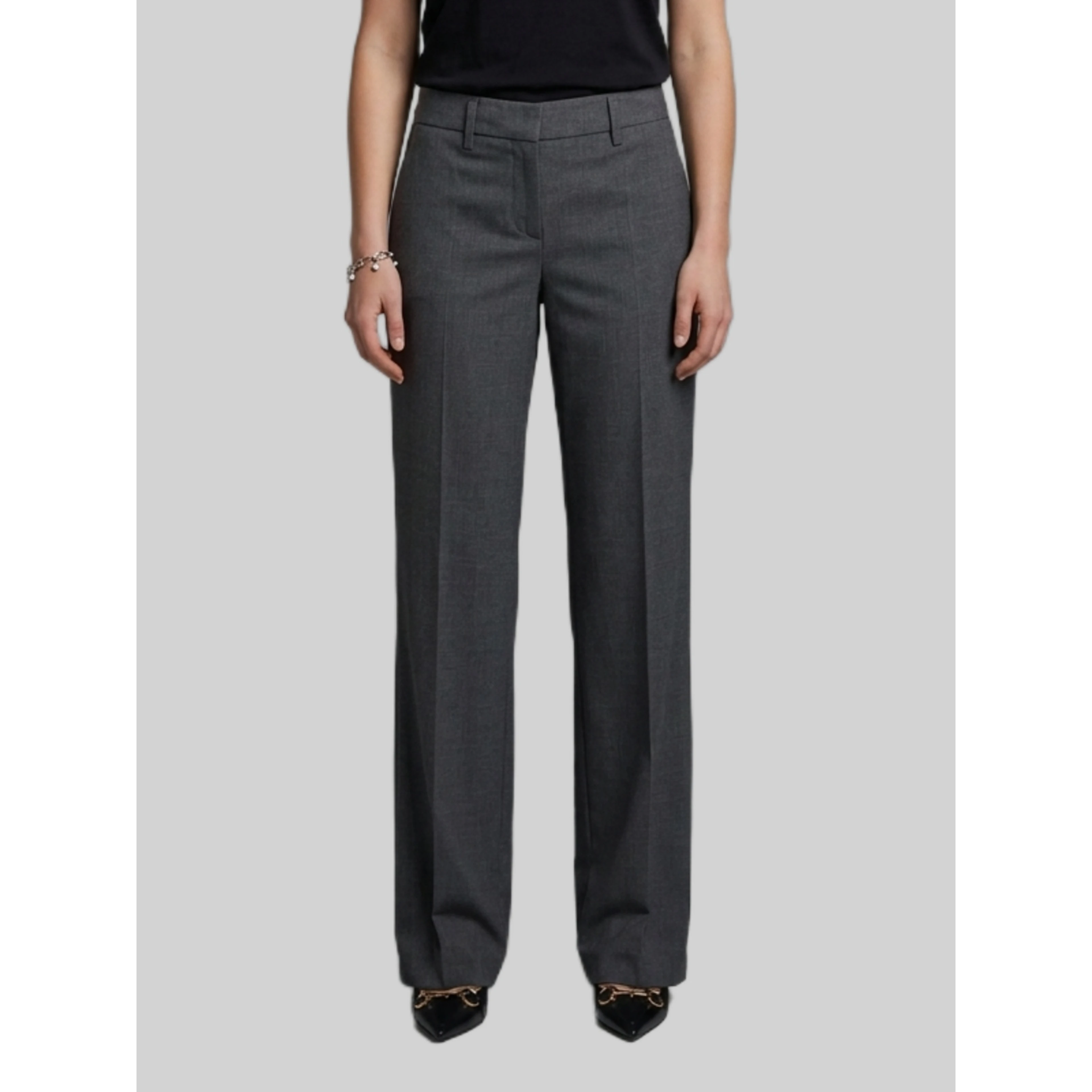 Wide-leg stretch canvas trousers