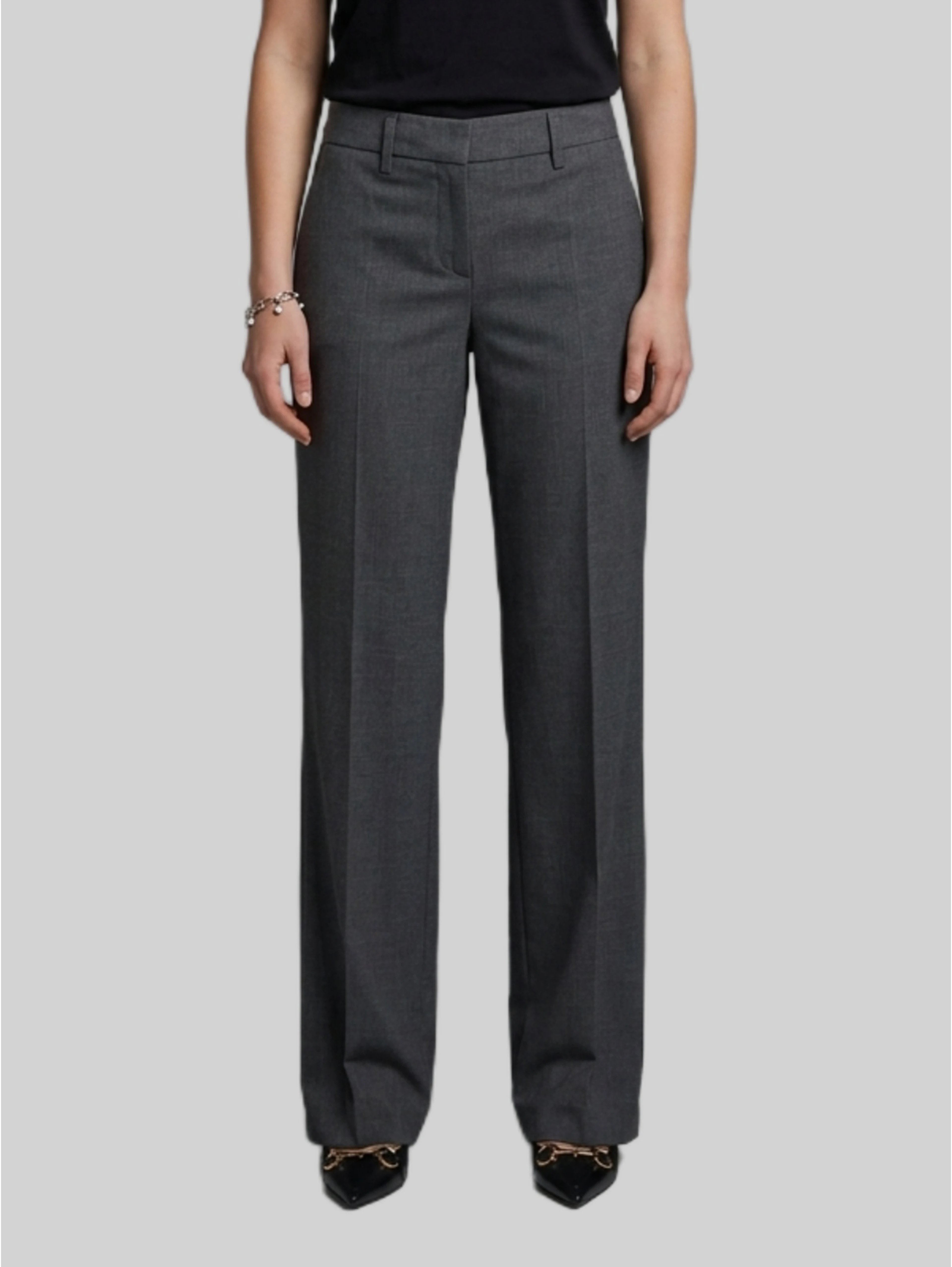 Wide-leg stretch canvas trousers