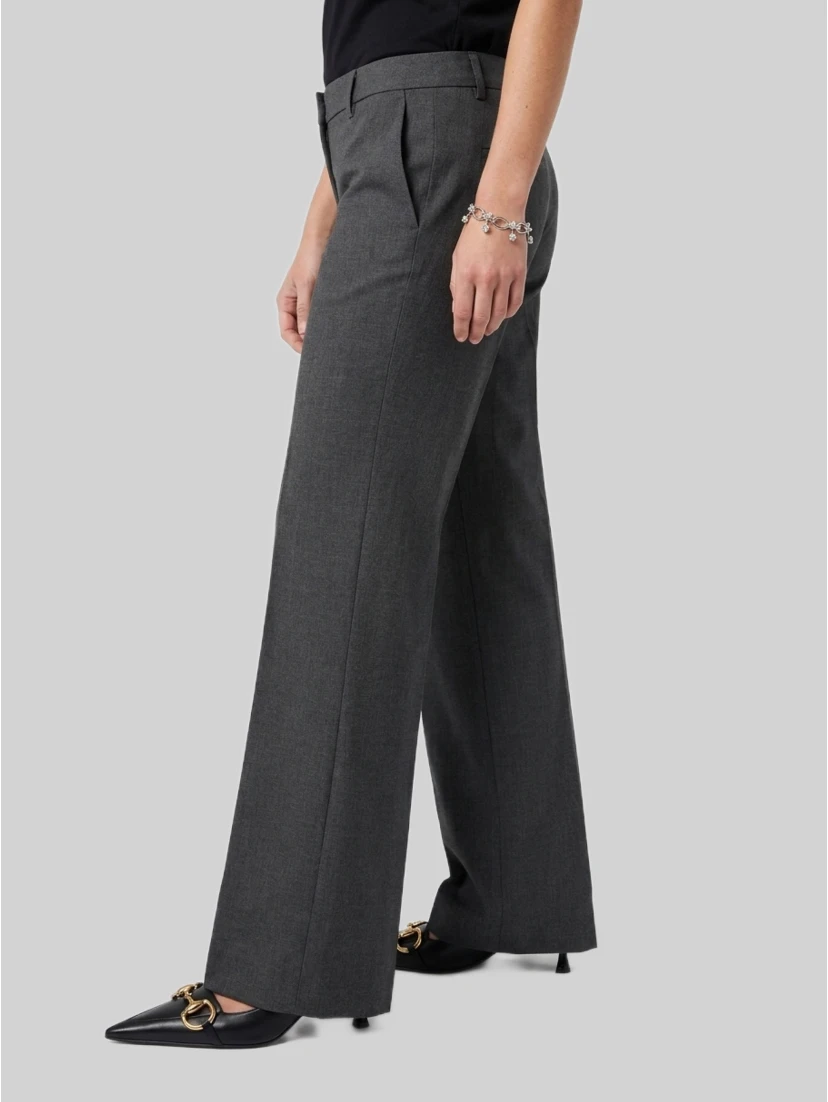 Wide-leg stretch canvas trousers