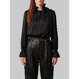 Black ruffled shirt