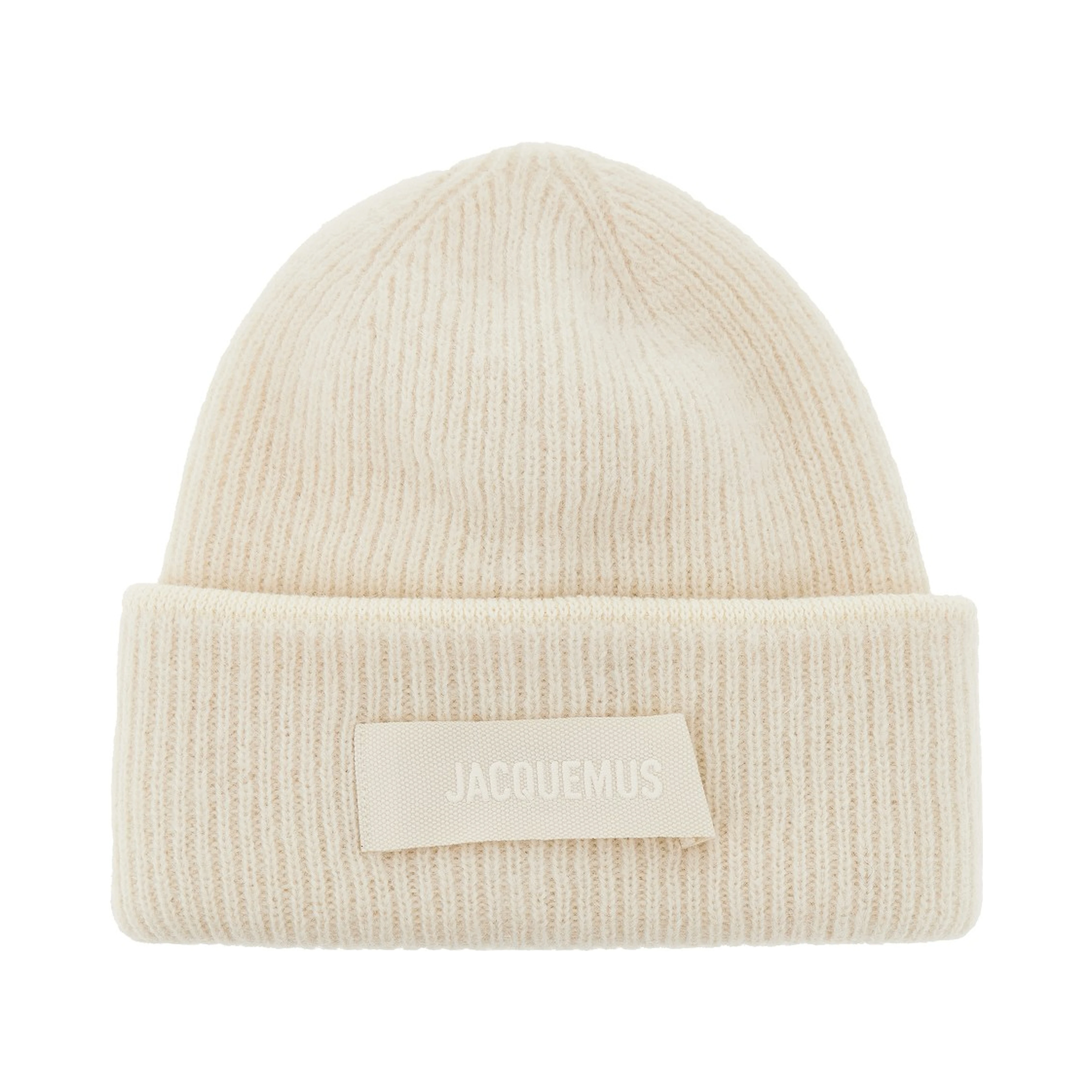 Knitted beanie hat with gros-grain logo