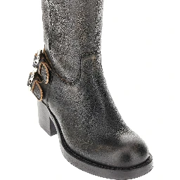 'Dakota' grained leather boots