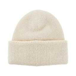 Knitted beanie hat with gros-grain logo