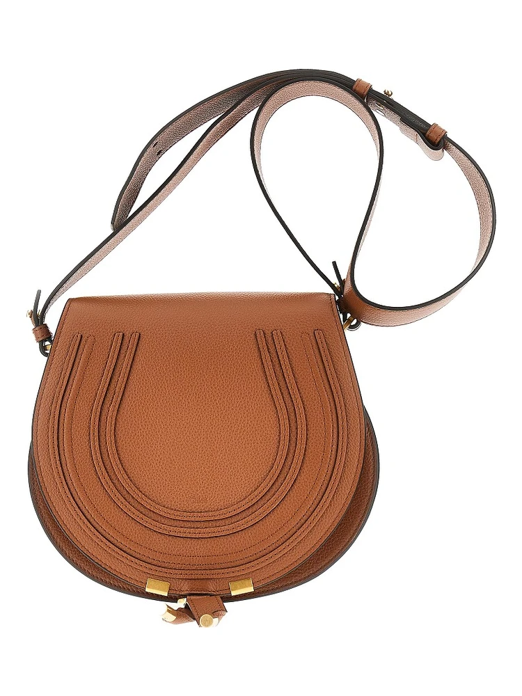 Grained leather 'Marcie' saddle bag