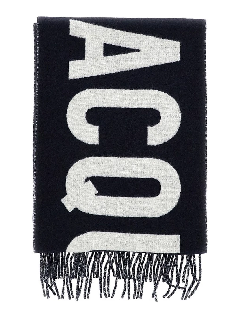 Jacquard logo wool scarf
