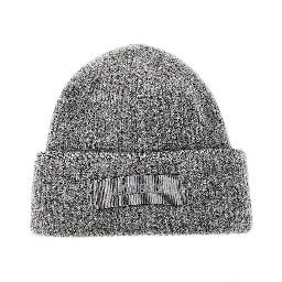 Knitted beanie hat with gros-grain logo