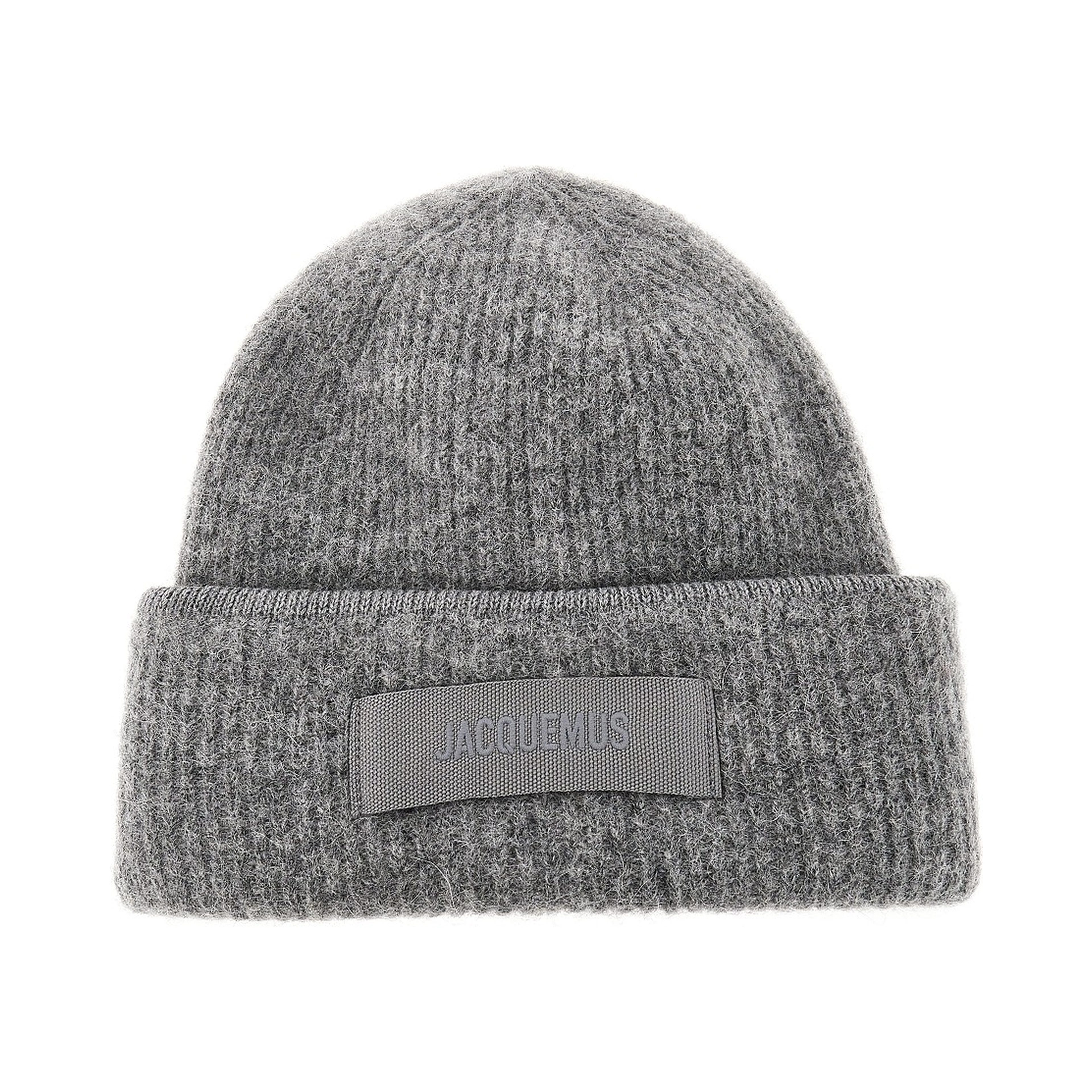 Knitted beanie hat with gros-grain logo