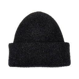 Knitted beanie hat with gros-grain logo