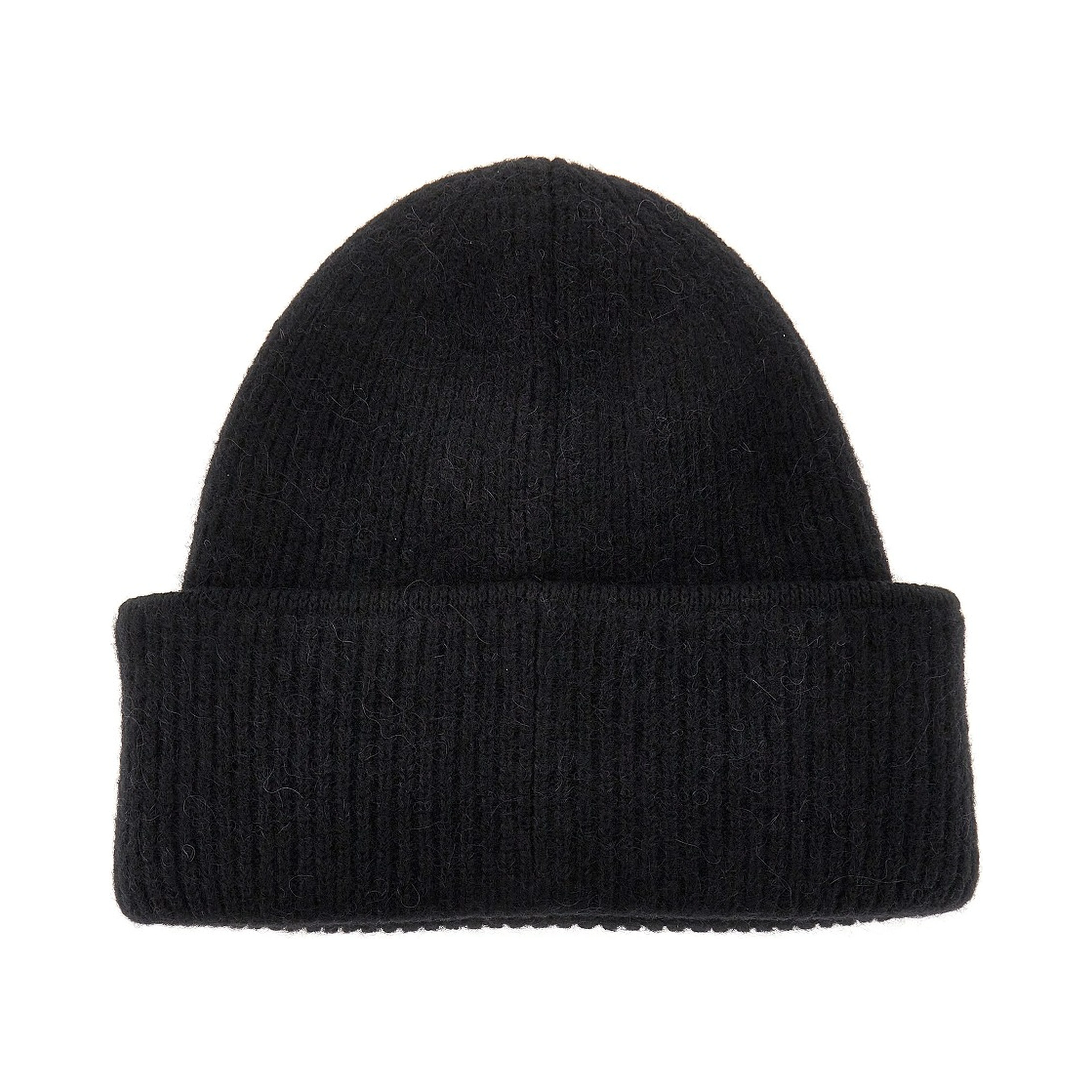 Knitted beanie hat with gros-grain logo