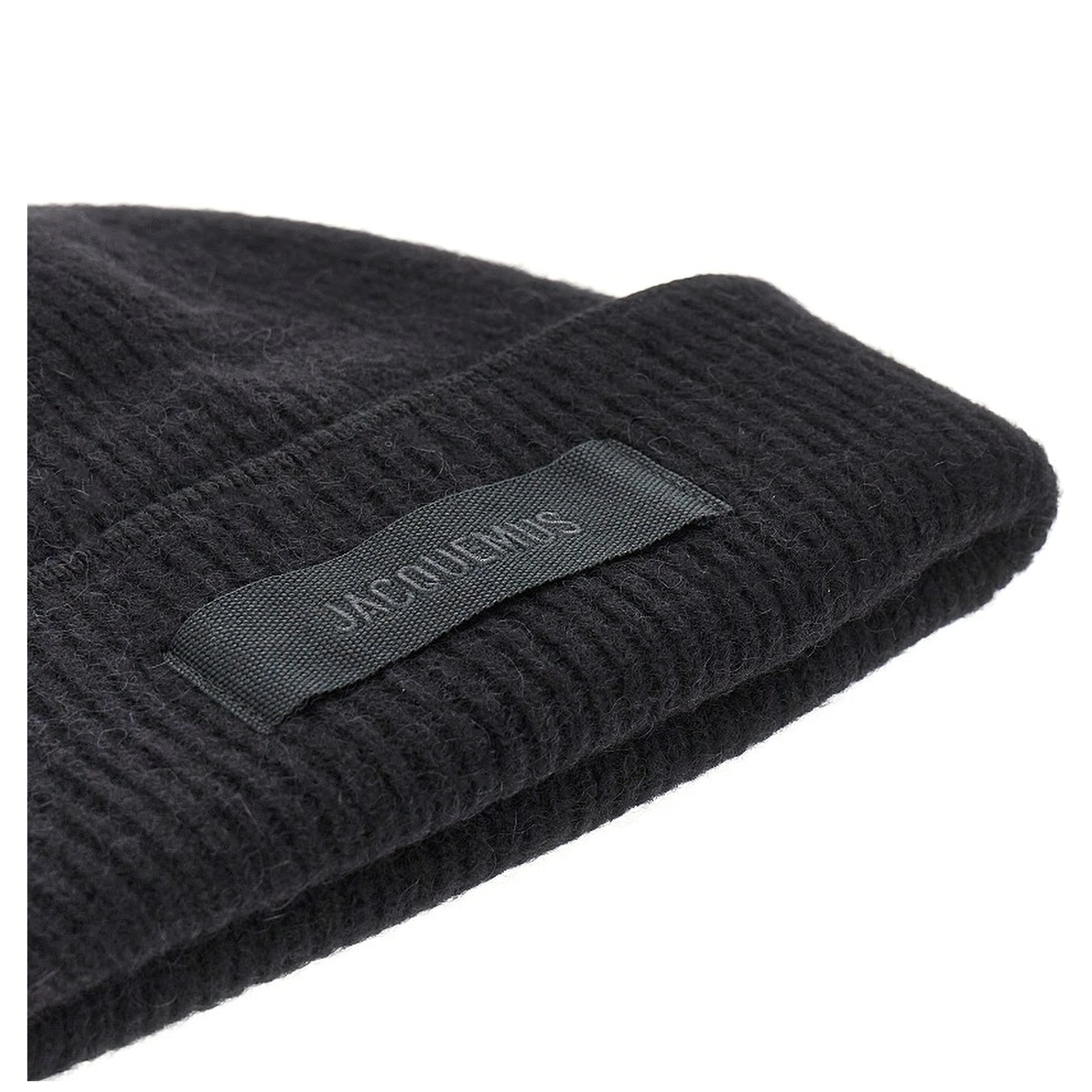Knitted beanie hat with gros-grain logo