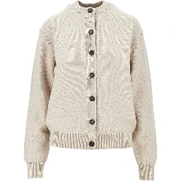 Logo intarsia merino wool cardigan