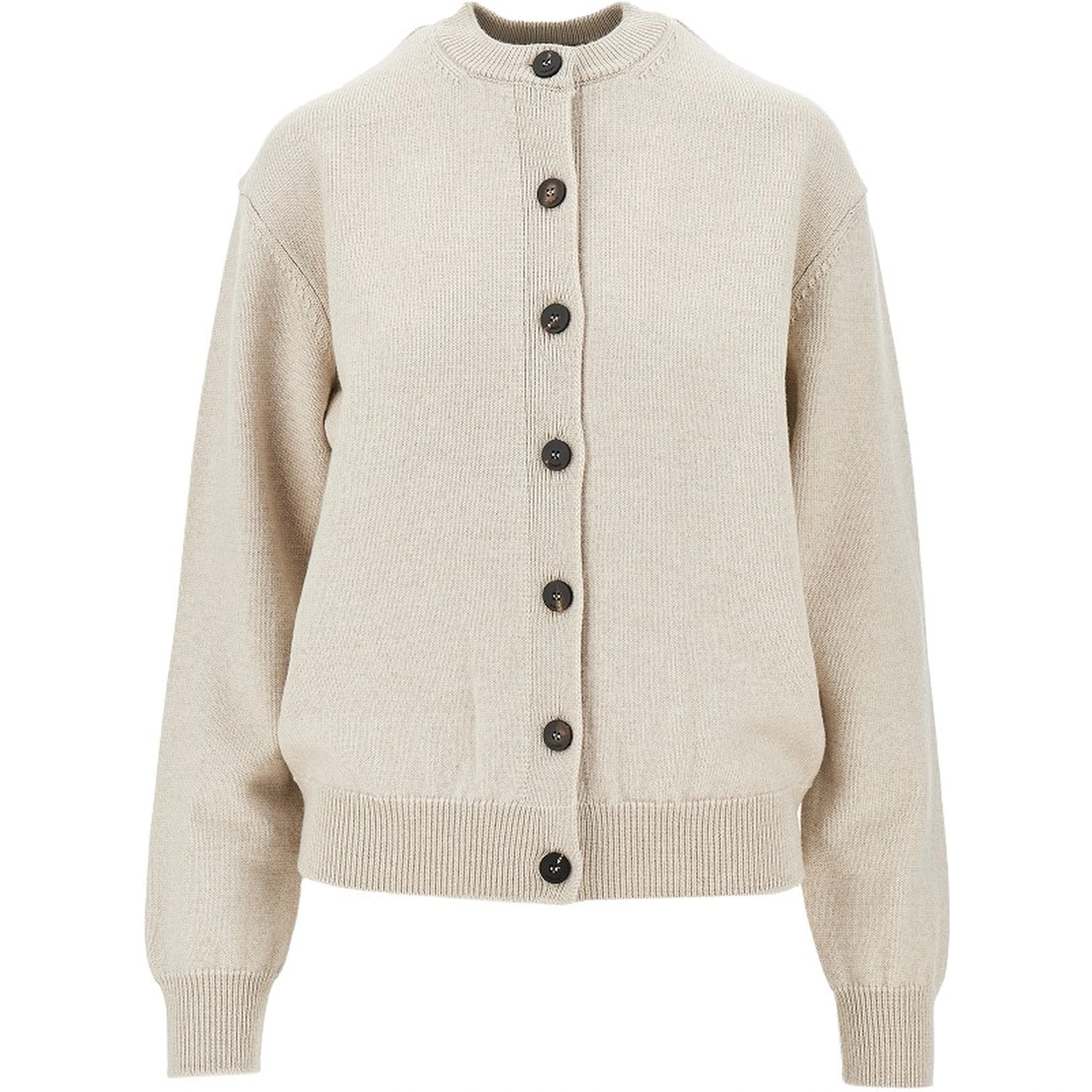 Logo intarsia merino wool cardigan