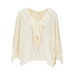 Ruffled crêpe de chine blouse