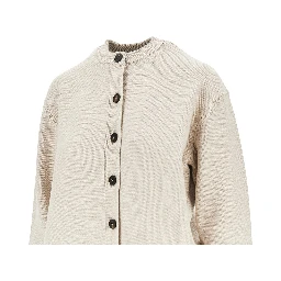 Logo intarsia merino wool cardigan