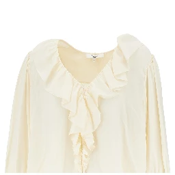 Ruffled crêpe de chine blouse